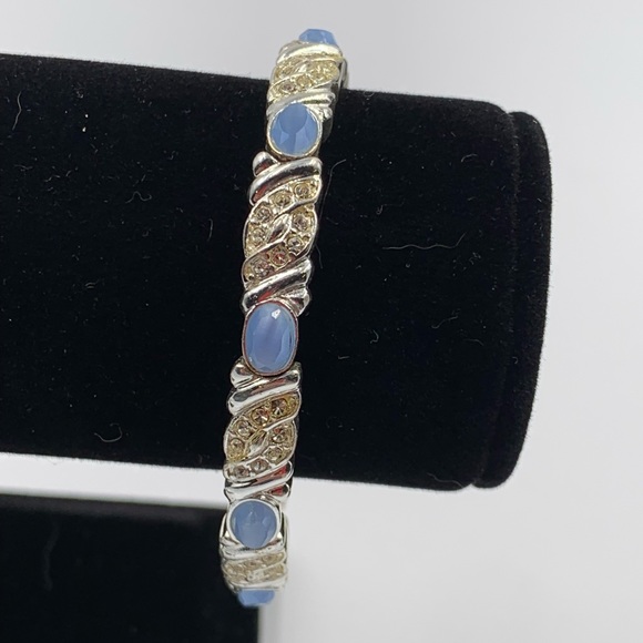Rhinestone Faceted Moonstone Bracelet Adjustable - Picture 3 of 4